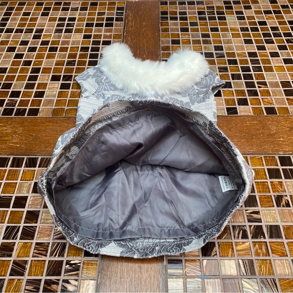 Janie and Jack Special Occasion Faux Fur Collar Jacquard Dress - Picture 5 of 10